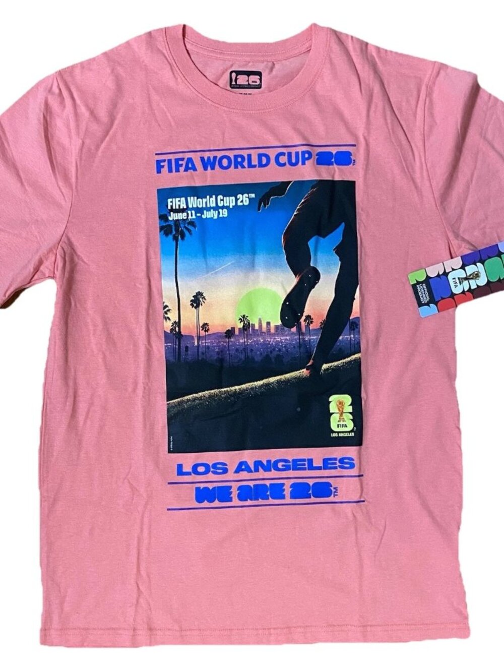 NWT FIFA World Cup 2026 We Are Los Angeles Poster Pink T Shirt M